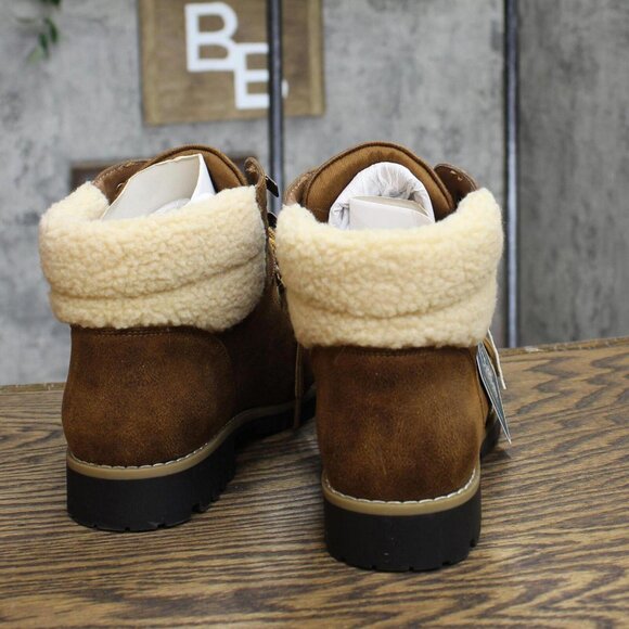 NWT Cliffs By White Mountain Pathfield Lace-up Hiker Style Bootie Light Brown 7W - Picture 7 of 9